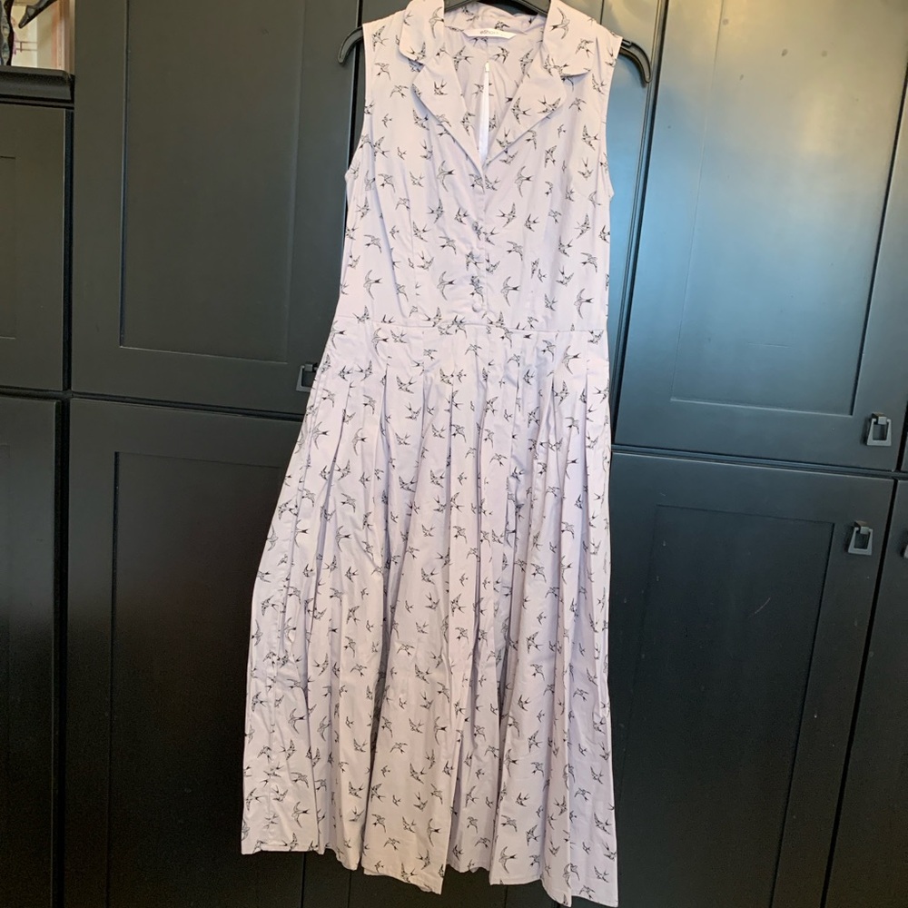 Elegant Cream Swallow Sleeveless Maxi Dress